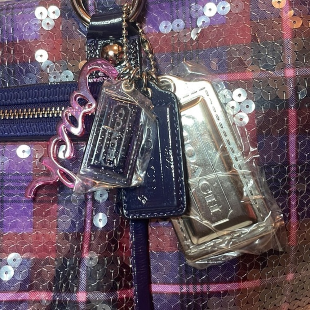 Coach Poppy XL Limited Edition Tartan Plaid Glam Sequin Spotlight Bag Purse - Picture 3 of 16